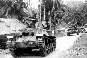 YAponskie-tanki-konvoiruyut-transportnuyu-kolonnu-na-o.-YAva.-Vperedi-_-_KHa_Go_-za-nim-_-sredniy-tank-_CHi_kha_