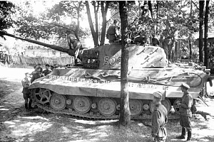 Советские солдаты рассматривают Королевский Тигр № 502 захваченный  13.08.1944г